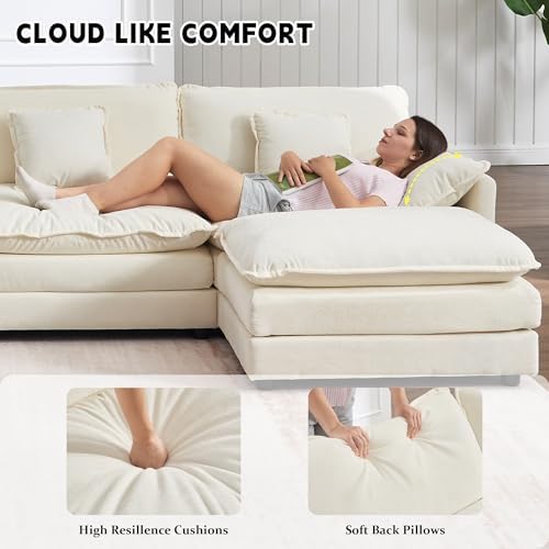 GNIXUU 112" Beige Modular U Shaped Cloud Sectional Couches - Image 5
