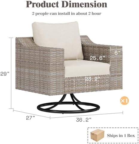 LUXOAK 360° Outdoor Rocking Chair, Patio Swivel Rocker - Image 2