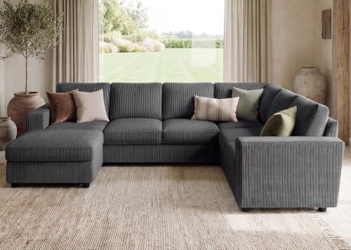 HONBAY 7 Seaters U Shape Corduroy Sectional Sofa - Image 3
