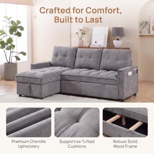 71" L Shaped Queen Pull Out Sofa Bed - Image 5