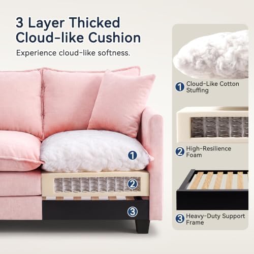 Loveseat Sofa, Soft Chenille Cloud‑Cushion Small‑Space Couch - Image 4