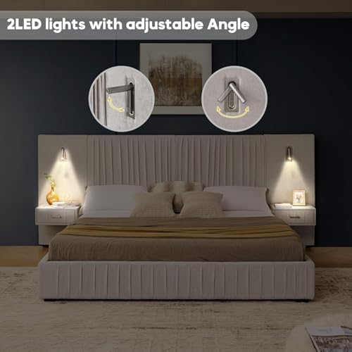 King Size Chenille Platform Bed - Image 6