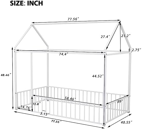 Flieks Twin Size Metal Bed House Bed Frame - Image 2