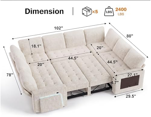 Vipbear 8 Seat U Shaped Modular Sectional Sleeper Sofa - Image 3