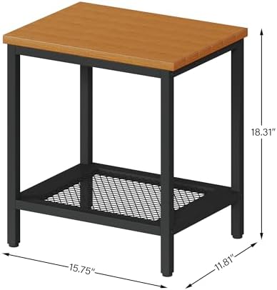 Outdoor Side Table with Storage 2-Tier Patio End Tables Wood - Image 3