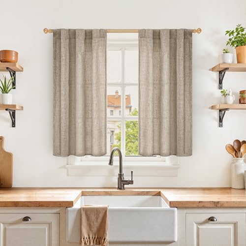 YoungsTex Small Linen Curtains 40 Inch Length by YoungsTex