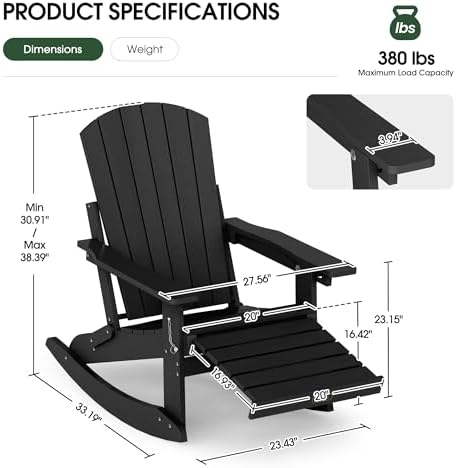 4-in-1 Adirondack Rocking Chair, - Image 3