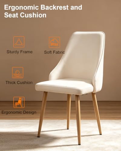 Dining Chairs Set of 2 with High Back, Ergonomic Curved Backrest Mid-Century - Image 3