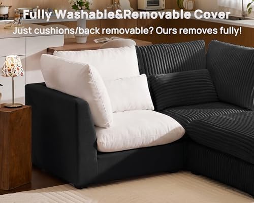 77" Oversized Corduroy Modular Sectional Sofa Couches - Image 3