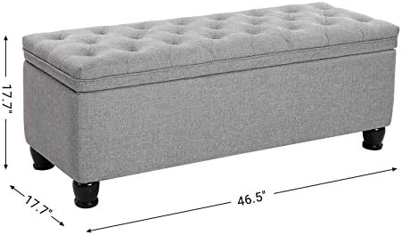 SONGMICS Storage Ottoman, 46.5 Inches Bedroom Bench, Solid Wood Legs - Image 2