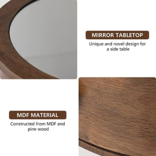 COSIEST Round Nightstand with Drawer, 2-Tier MDF End Table with Storage Shelf - Image 6