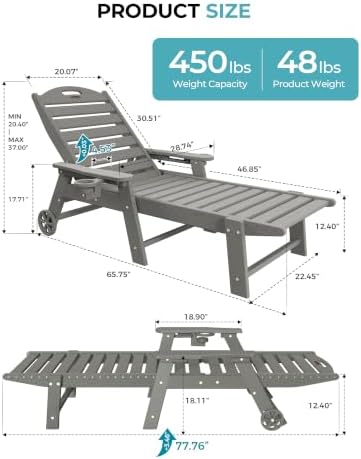 Ciokea Lounge Chair Outdoor Set of 6, Oversized Chaise Lounge Chair - Image 2