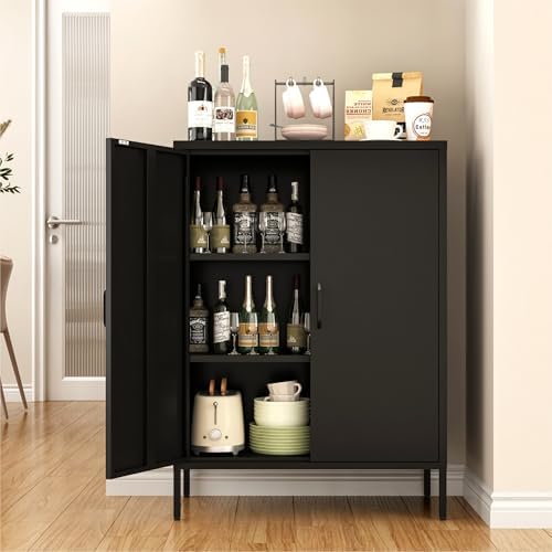 Metal Locker Cabinet, 3 Tier Modern Storage Freestanding Sideboard - Image 3