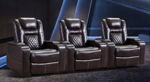 CANMOV Electric Power Recliner Chair Set of 3, Breathable Leather Home Theater by CANMOV