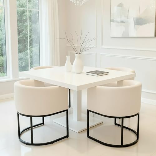 HNY Mid Century Modern Upholstered Barrel Dining Chairs - Image 3