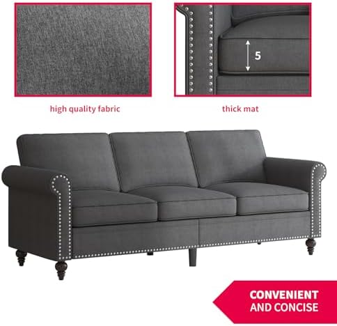 MUZZ 3PCS Sofa Set for Living Room, Modern Linen Couch Set - Image 3