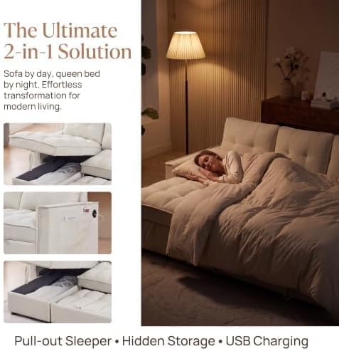 NicBex 71" L Shaped Queen Pull Out Sofa Bed - Image 7