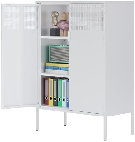 Ustamio 2 Door Accent White Metal Storage Cabinet by Ustamio