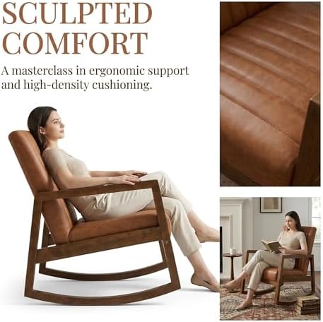 VESCASA Upholstered Faux Leather Rocking Chairs - Image 6