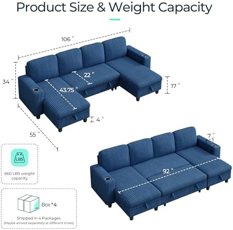LINSY HOME Sectional Sleeper Sofa - Image 2