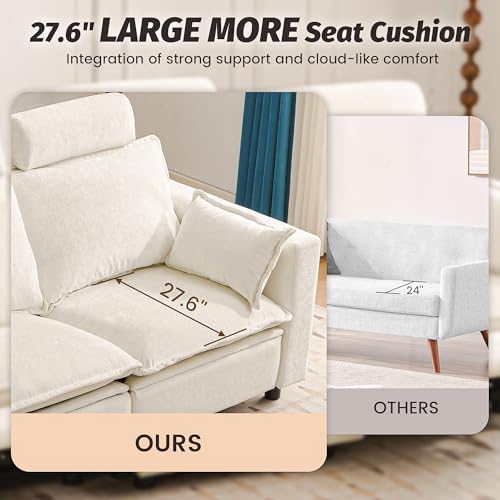 GUEAPY Power Reclining Sofa Loveseat Cloud Couch-Oversized Cream Reclining - Image 4