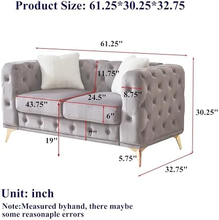 KEIKI 61" Luxury Oversized Velvet Chesterfield Sofa - Image 2