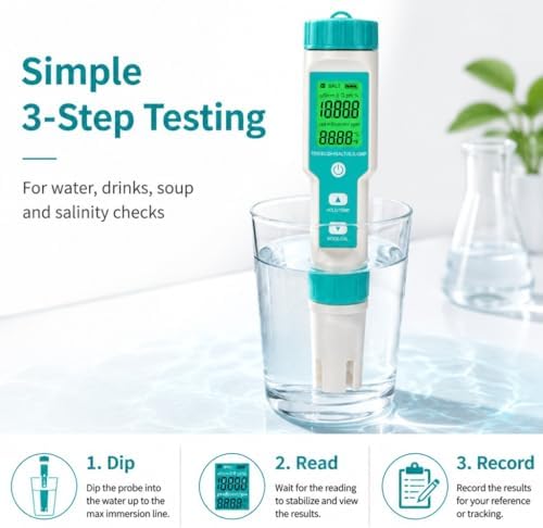 7 in 1 Water Quality Tester, Digital pH Meter TDS EC ORP Salinity S.G - Image 5