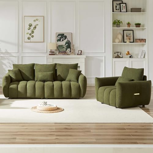 Antetek 35" Modern Accent Single Sofa Chair, Comfy Deep Seat Teddy Fabric - Image 5
