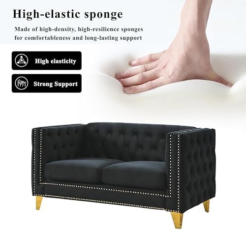 58" Chesterfield Velvet 2-Seater Sofa - Image 4