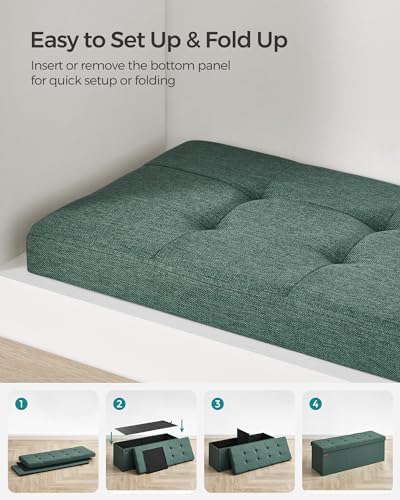 SONGMICS 43.3 Inches Folding Storage Ottoman Bench, Load 660 lb - Image 7