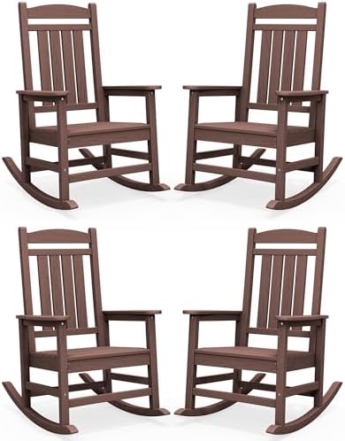 SERWALL Outdoor Rocking Chair Set of 4, Patio Rocking Chair by SERWALL