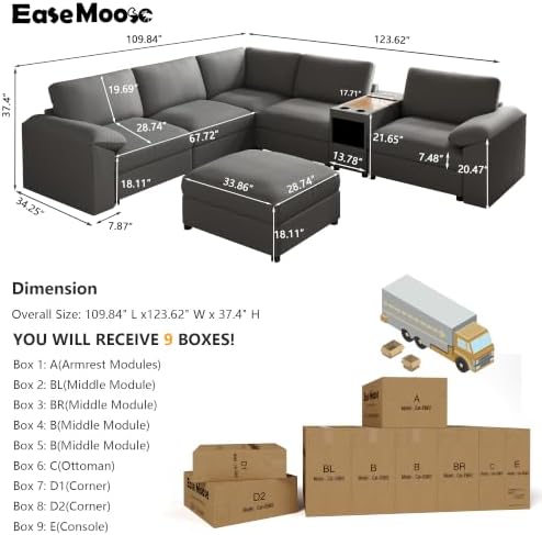 EASE MOOSE Oversized Modular Sectional Sofas, L Shaped Modular Couch - Image 2