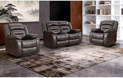EBELLO Faux Leather Recliner Sofa Set, Includes 2 Power Reclining Chair and a by EBELLO