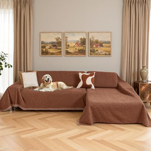 MYSKY HOME Couch Cover for Sectional Sofa, 2 Pieces Chenille Couch Covers for L by MYSKYHOME