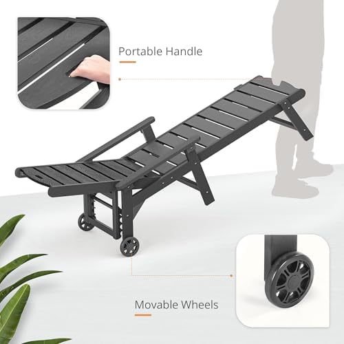 LUE BONA Outdoor Chaise Lounge Chair, 5‑Position, Dark Gray - Image 5