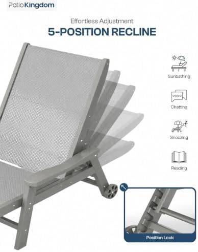 HDPE Outdoor 5-Position Chaise Lounge - Image 4