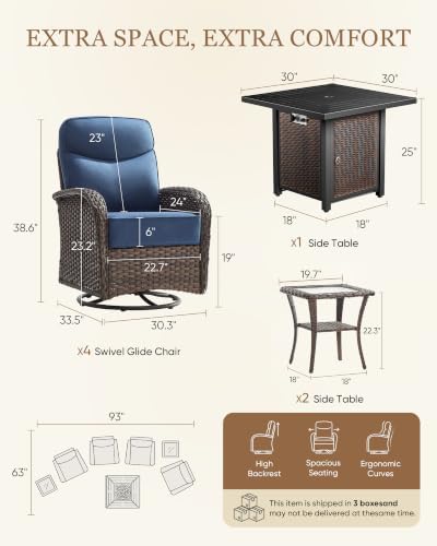 Belord Upgraded 6“ Cushion Luxury 7 Piece Patio Furniture Set - Image 2
