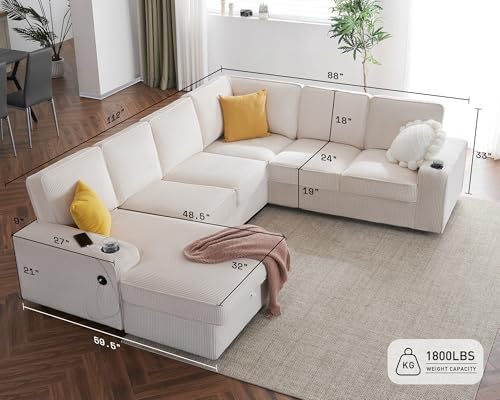 112" Sectional Couch, U Shaped Couch - Image 2