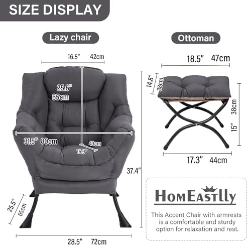 Lazy Chair with Ottoman, Soft Comfy Chair - Image 2