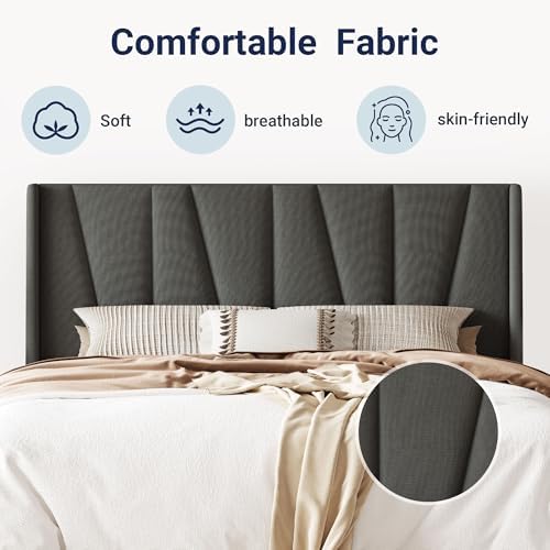 Allewie King Size Platform Linen Bed Frame - Image 6