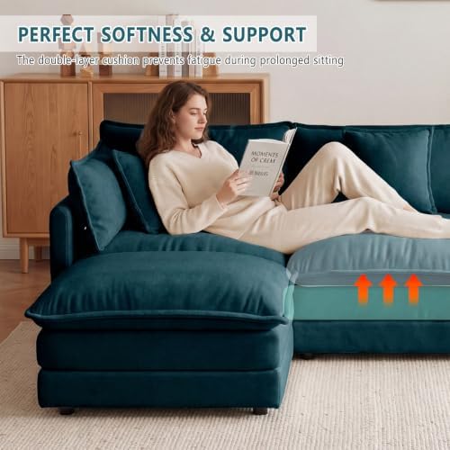 GNIXUU 76.7" Blue Small L Shaped Cloud Couch Loveseat - Image 4
