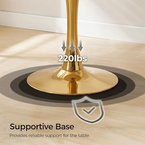27.6" Marble Round Tulip Table, Mid-Century Modern Style Dining Table - Image 4