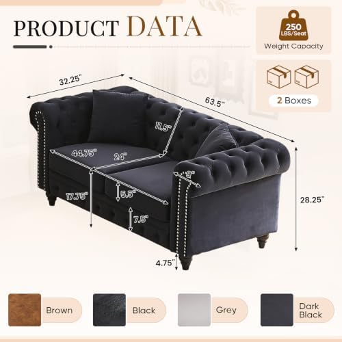 Mid Century Modern Chesterfield Velvet Loveseat Sofa - Image 2