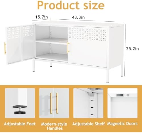 Metal Storage Cabinet Short, 2-Door Locker Cabinets - Image 2