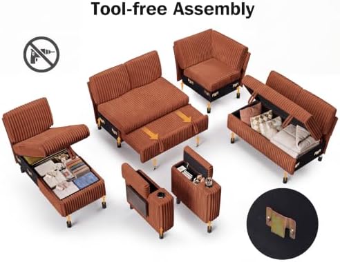 WEUP 111" Modular Sectional Sleeper Sofa - Image 4