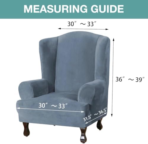Turquoize Wing Chair Slipcover Velvet Armchair Chair Slipcovers Ultra Soft - Image 5