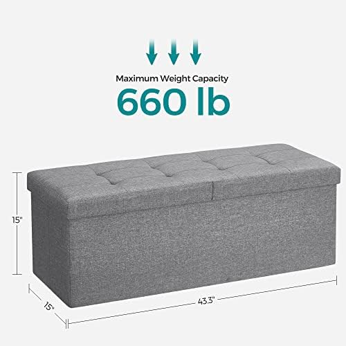 SONGMICS 43.3 Inches Storage Ottoman, Foldable Bench - Image 3