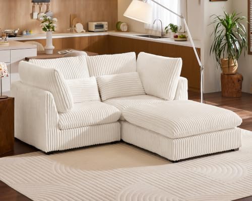 77" Oversized Corduroy Modular Sectional Sofa Couches by CHICHOUSE