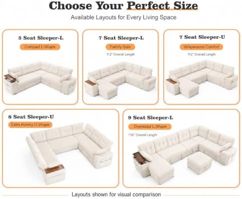 Vipbear 112" Modular Sectional Sleeper Sofa - Image 3