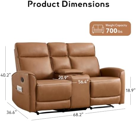ANJ 68" Wide Manual Loveseat Recliner Sofa - Image 2